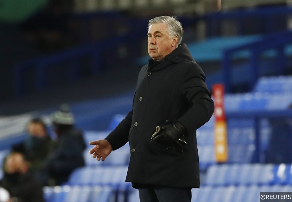 Everton Manager Carlo Ancelotti in the FA Cup 5th Round