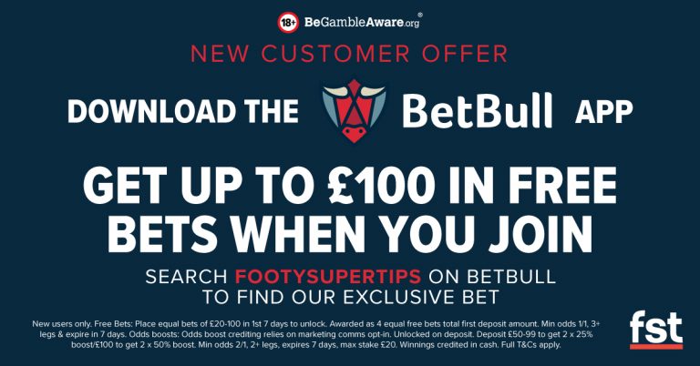 Follow FootySuperTips on BetBull for exclusive daily accumulators and up to £100 in free bets!