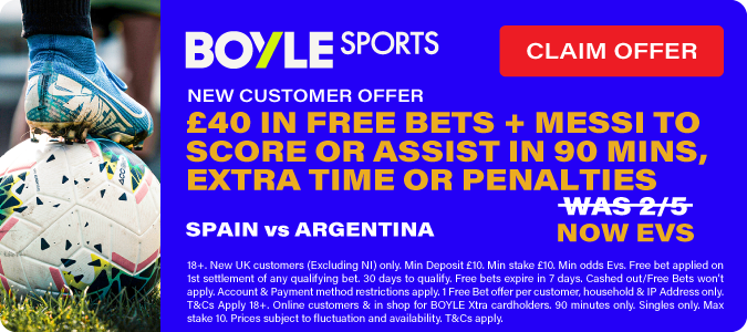 £40 In Free Bets + Messi To Score Or Assist In 90 Mins, Extra Time Or Penalties Was 2/5 Now Evs 