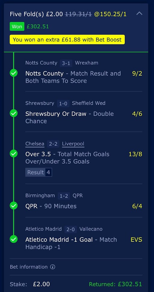 How to win an accumulator without predicting a single correct result!