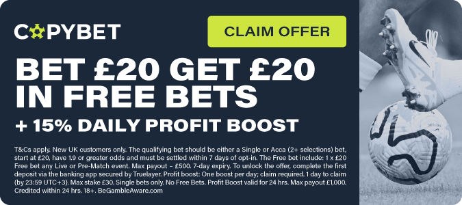 Bet £20 Get £20 In Free Bets  + Up To 15% Daily Profit Boost