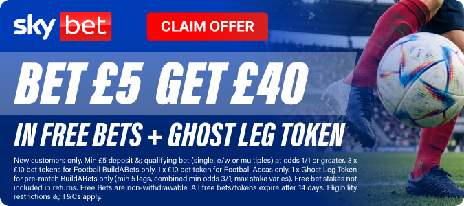 Bet £5 Get £40 in Free Bets + Ghost Leg Token 