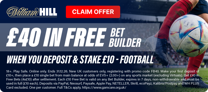 Get £40 in Free Bet Builders When You Deposit & Stake £10