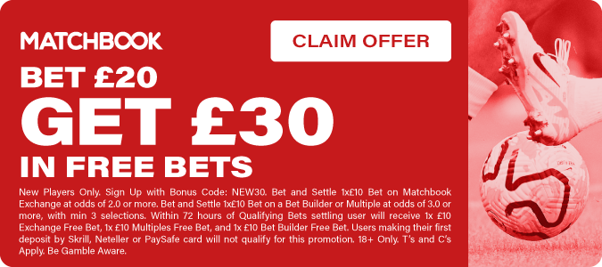 Get £30 In Free Bets When You Bet £20