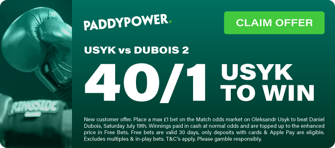 40/1 Usyk To Win Against Dubois