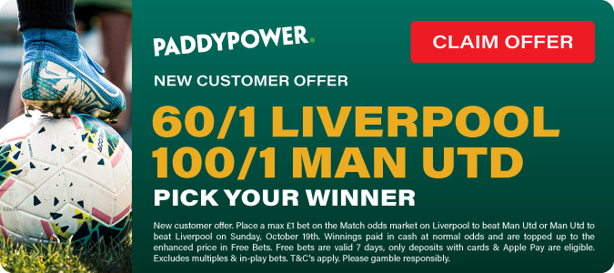 60/1 Liverpool V 100/1 Manchester United - Pick Your Winner