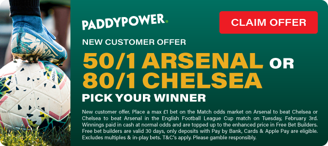 Get 50/1 Arsenal Or 80/1 Chelsea To Win