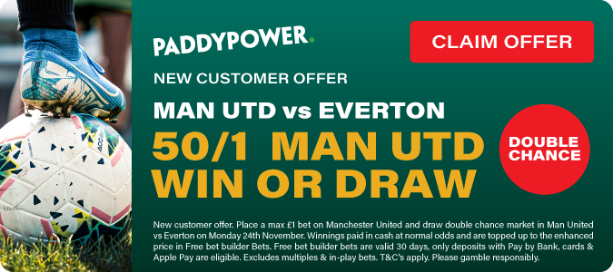 50/1 Man United To Win OR Draw V Everton