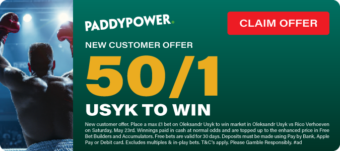50/1 Usyk To Win vs Verhoeven