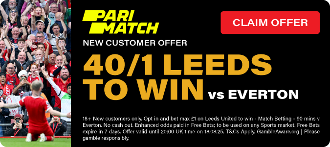 40/1 Leeds To Win V Everton