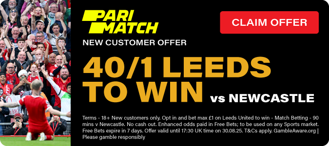40/1 Leeds To Win V Newcastle