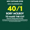 40/1 sign-up offer for Rory McIlroy to make the cut in the PGA Championship!