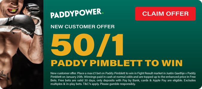 50/1 Paddy Pimblett To Win