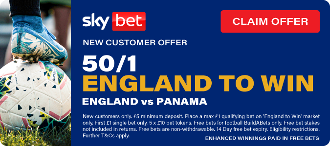 50/1 England to win - Panama vs England
